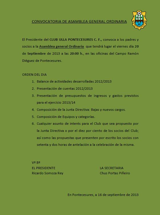 Convocatoria Asamblea