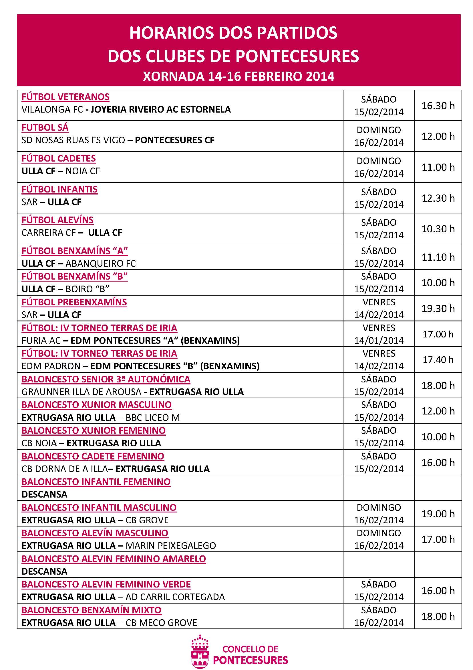 PLANTILLA 14 - 16  FEBREIRO