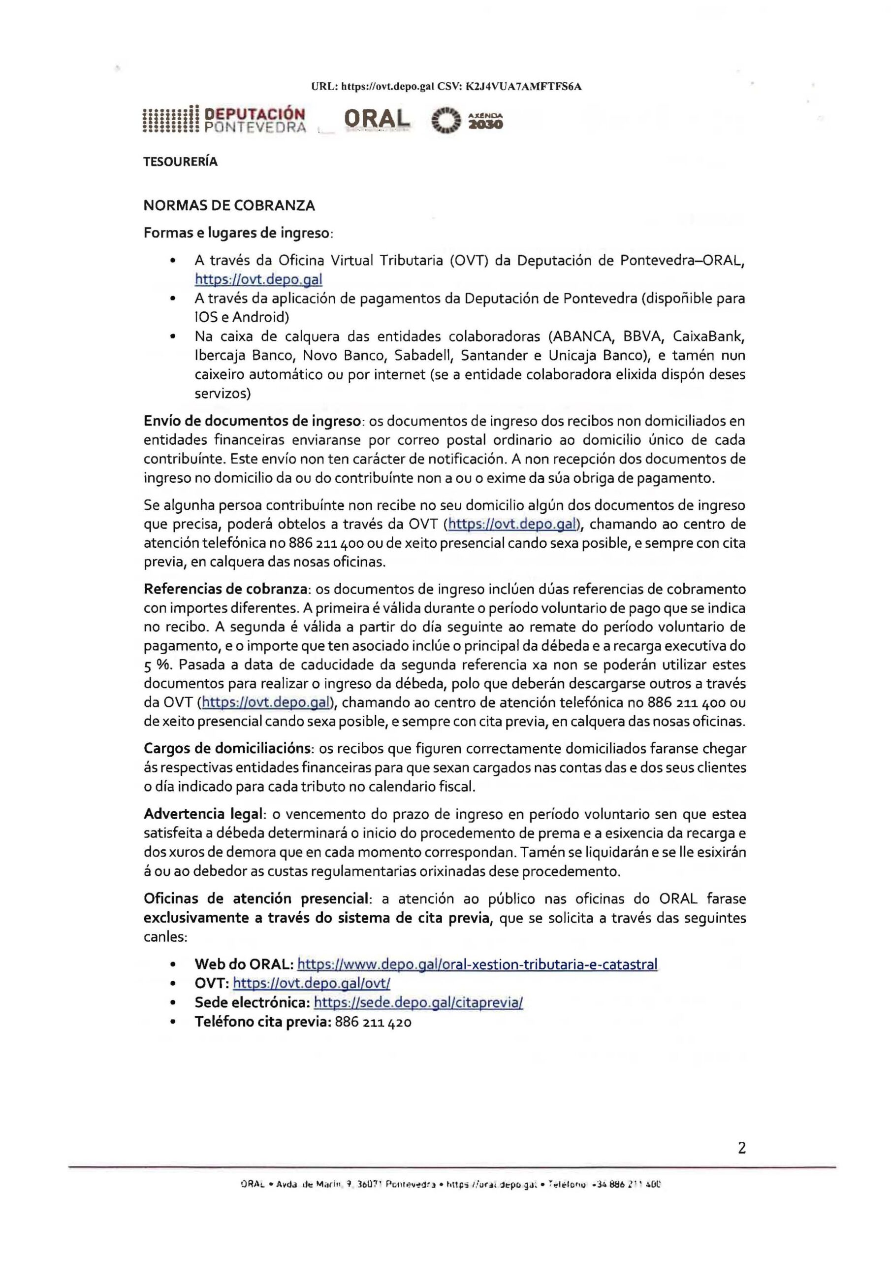 COBRO EN PERIODO VOLUNTARIO DAS TAXAS E PREZOS PÚBLICOS 2020: RECOLLIDA ...